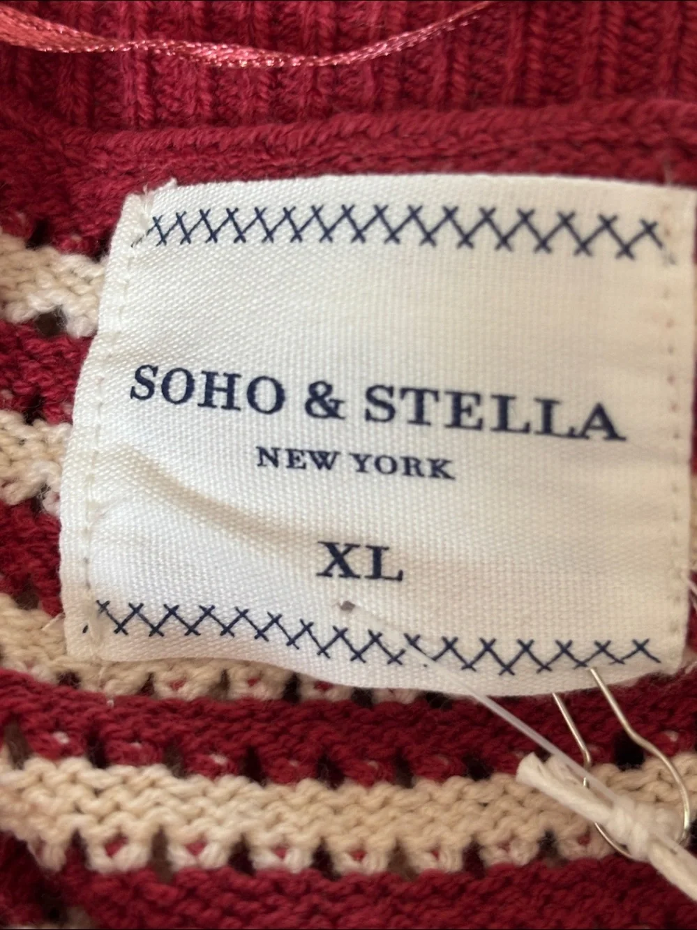 NWT SOHO & Stella US flag Striped open knit Sweater- XL